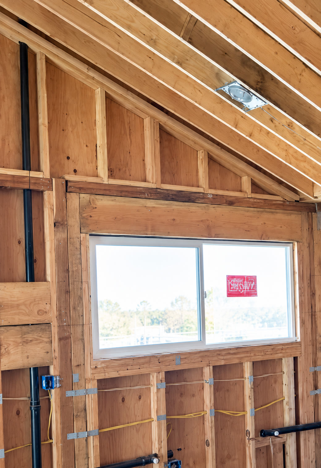 Window installation within exposed wall and roof framing